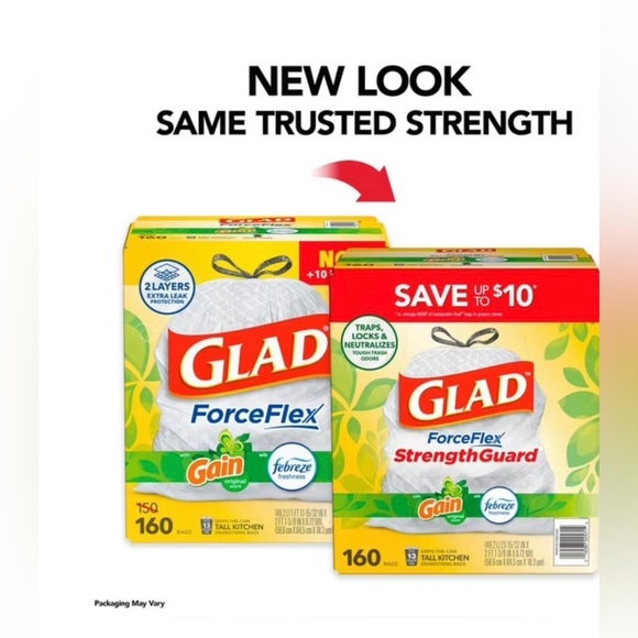 Glad ForceFlex Tall Kitchen Drawstring Trash Bags, 13 Gallon, 160 ct. - Picture 3 of 5